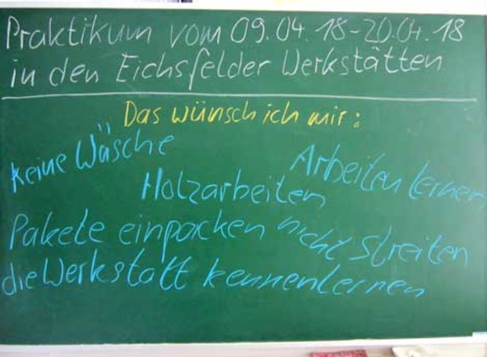 Praktikum für behinderte Menschen in den Eichsfelder Werkstätten